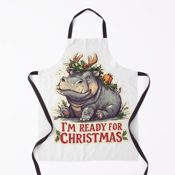 Item preview, Ready for Christmass — Funny Hippo in Holiday Costume designed and sold by KZurHTPC.