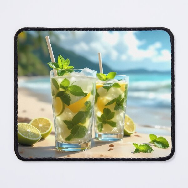 Item preview, Mojito cocktail with lime and mint on the sandy beach designed and sold by Marc Alexander Kunze.