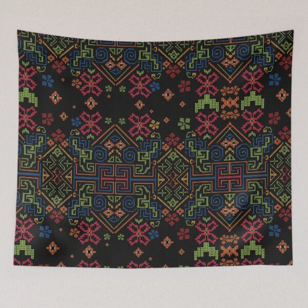 Item preview, Opulent Tribal Seamless Pattern Colorful Symmetry Embroidery Art Ethnic Fusion Textile designed and sold by SGStudio_Thailand.