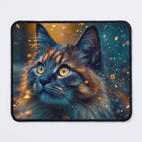 Item preview, Fantasy portrait of a Maine Coon cat with orange eyes designed and sold by Marc Alexander Kunze.