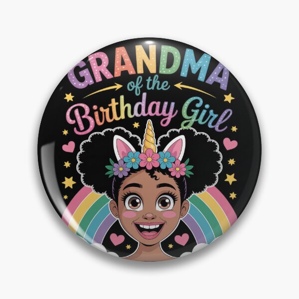 Item preview, Grandma of The Birthday Girl Rainbow Afro Melanin Unicorn designed and sold by RuthGAArt.