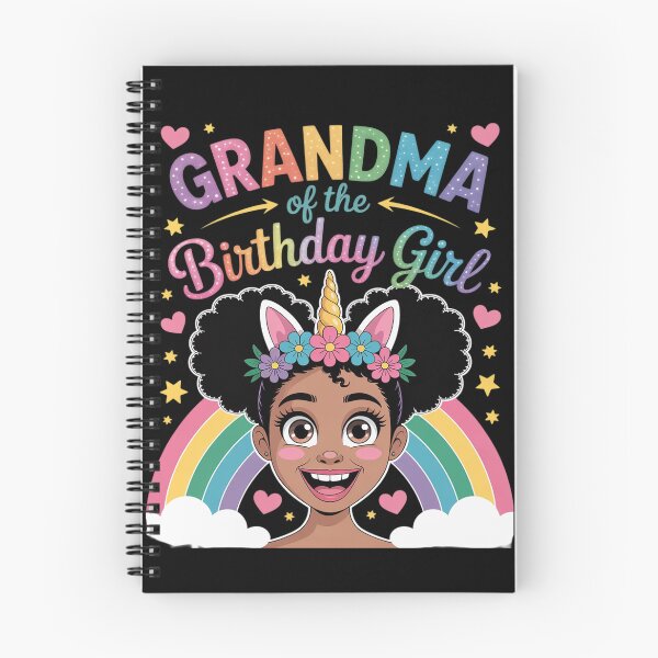 Item preview, Grandma of The Birthday Girl Rainbow Afro Melanin Unicorn designed and sold by RuthGAArt.