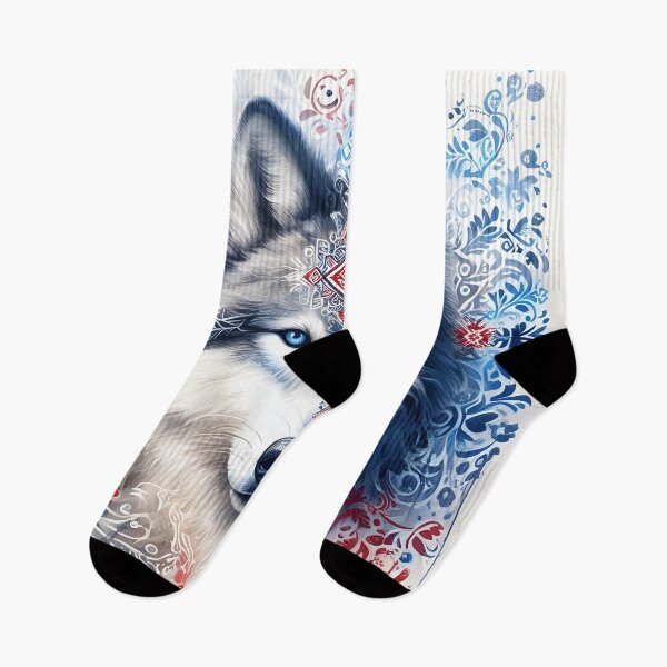 Item preview, Enchanted Gray Wolf with Tribal Snow Patterns designed and sold by BoralisSynth.
