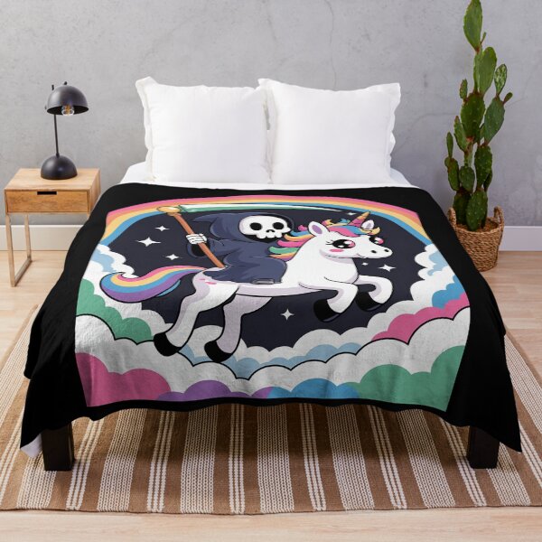 Item preview, Grim Reaper Riding Unicorn Funny Rainbow Heavy Metal designed and sold by RuthGAArt.