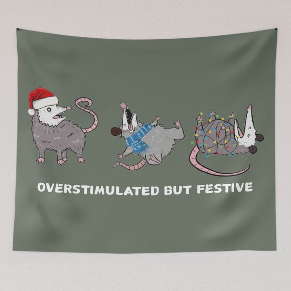 Item preview, Festive Overstimulated Opossum Christmas Meme Design designed and sold by tarzbol.