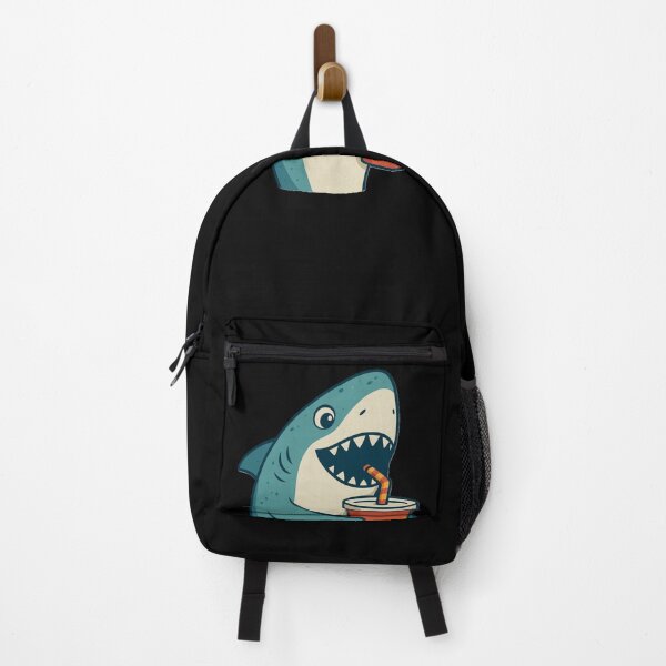 Item preview, Happy Cartoon Shark Drinking Juice designed and sold by DesignsMjB.