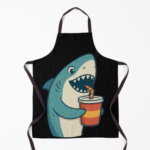 Item preview, Happy Cartoon Shark Drinking Juice designed and sold by DesignsMjB.