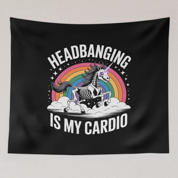 Item preview, Headbanging Is My Cardio Funny Heavy Metal Unicorn designed and sold by RuthGAArt.