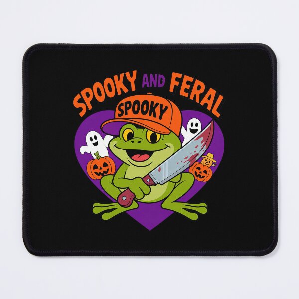Item preview, Spooky and Feral Frog with Bloody Knife Funny Halloween Day designed and sold by LittleDame.