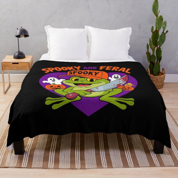 Item preview, Spooky and Feral Frog with Bloody Knife Funny Halloween Day designed and sold by LittleDame.