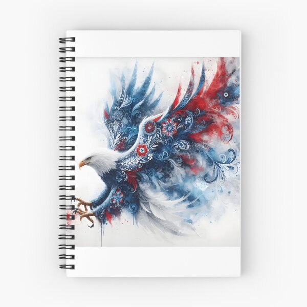 Item preview, Fantasy American Eagle Portrait with Floral Feather Burst designed and sold by BoralisSynth.