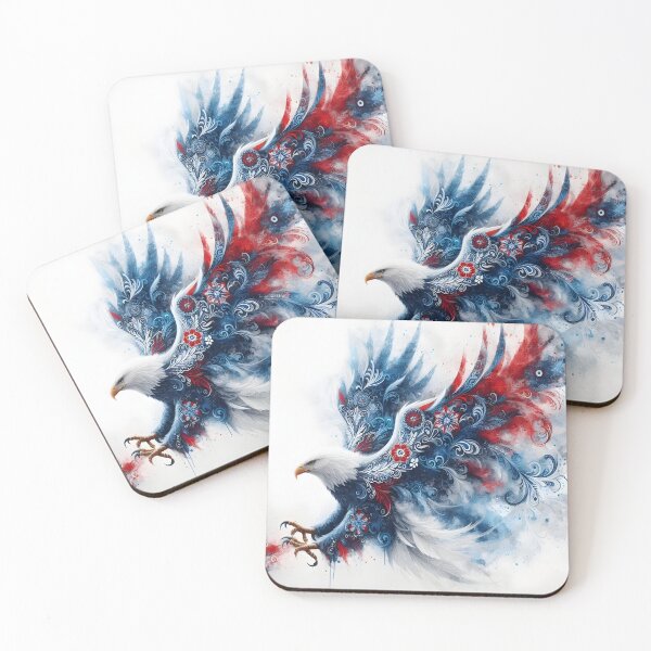 Item preview, Fantasy American Eagle Portrait with Floral Feather Burst designed and sold by BoralisSynth.