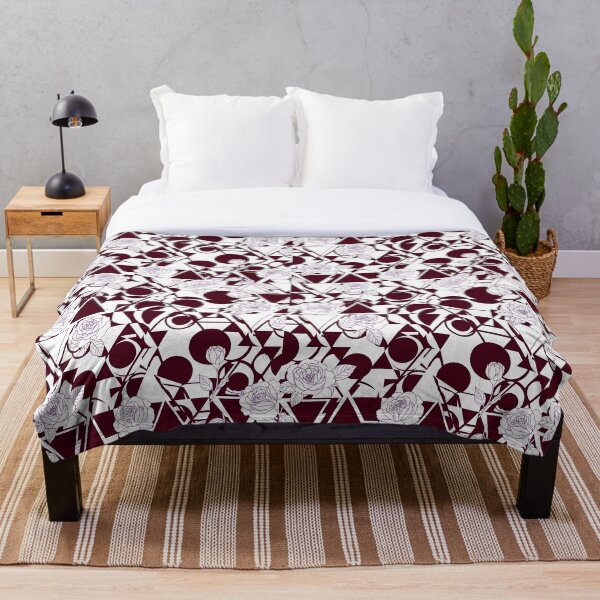 Aperçu de l'œuvre Motif floral géométrique bordeaux et blanc créée et vendue par Wolf Atelier.