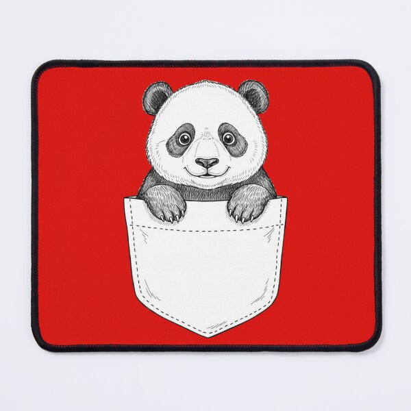 Item preview, Pocket Panda – Kawaii Panda Bear in Pocket Black and White Drawing designed and sold by digitalbitcraft.
