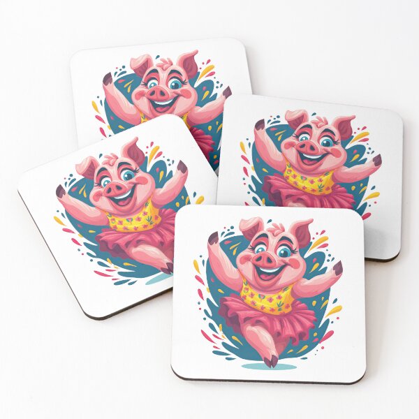 Item preview, Dancing Delight: Whimsical Pig in Festive Flair designed and sold by ForeverPrintsOK.