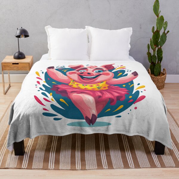 Item preview, Dancing Delight: Whimsical Pig in Festive Flair designed and sold by ForeverPrintsOK.