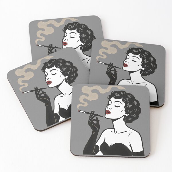 Aperçu de l'œuvre Femme glamour vintage fumant dans un style rétro monochrome. créée et vendue par Spark2Seduction.
