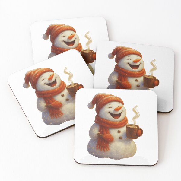 Item preview, Smiling Snowman in Red Scarf Holding Hot Chocolate – Christmas Illustration designed and sold by MyVision12.