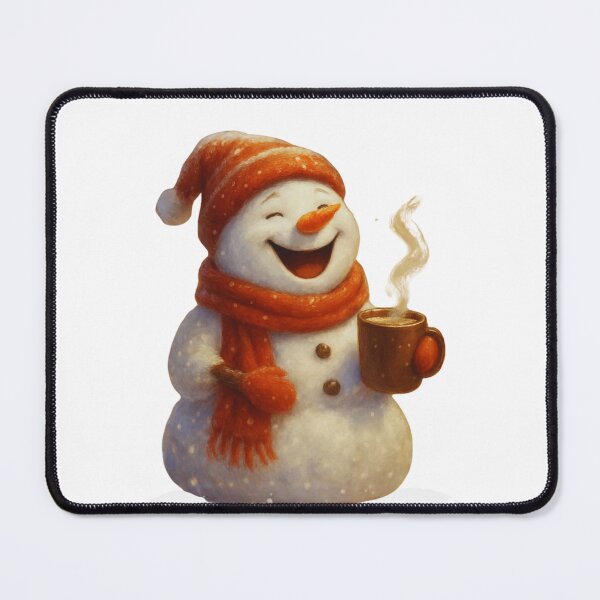 Item preview, Smiling Snowman in Red Scarf Holding Hot Chocolate – Christmas Illustration designed and sold by MyVision12.