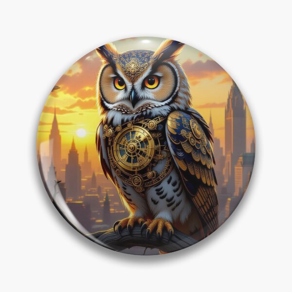 Item preview, Mechanical Owl in Autumn Glow – steampunk vibes & surreal harmony between nature, technology & storytelling designed and sold by FotoworldEdel.