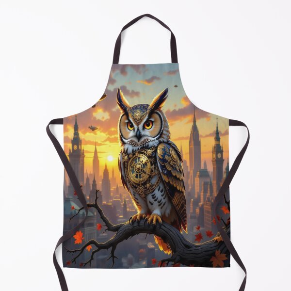 Item preview, Mechanical Owl in Autumn Glow – steampunk vibes & surreal harmony between nature, technology & storytelling designed and sold by FotoworldEdel.
