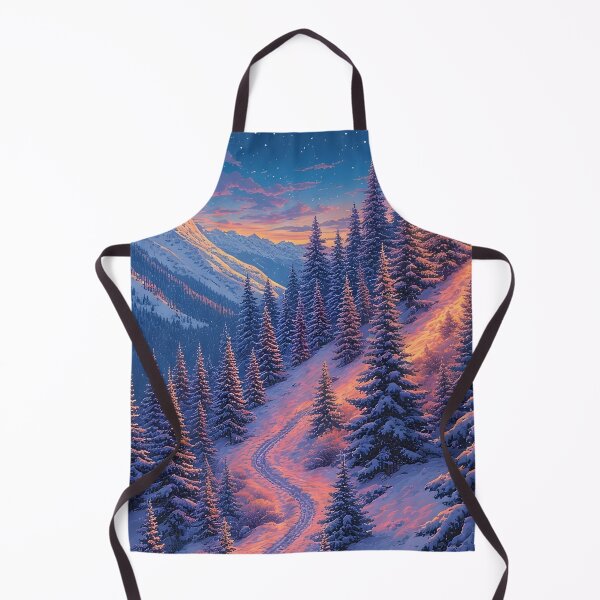 Item preview, Winter forest path in the evening Alpine panorama designed and sold by Mianku | Für das Leben.