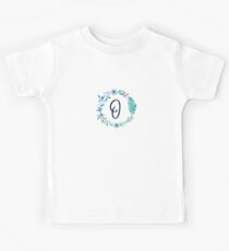 Monogram O Blue Flowers And Folliage Kids Tee