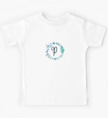 Monogram P Blue Flowers And Folliage Kids Tee