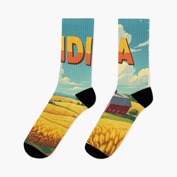 Item preview, Indiana, USA: Vintage-Style Painterly Farmland Travel Poster designed and sold by LSVart.