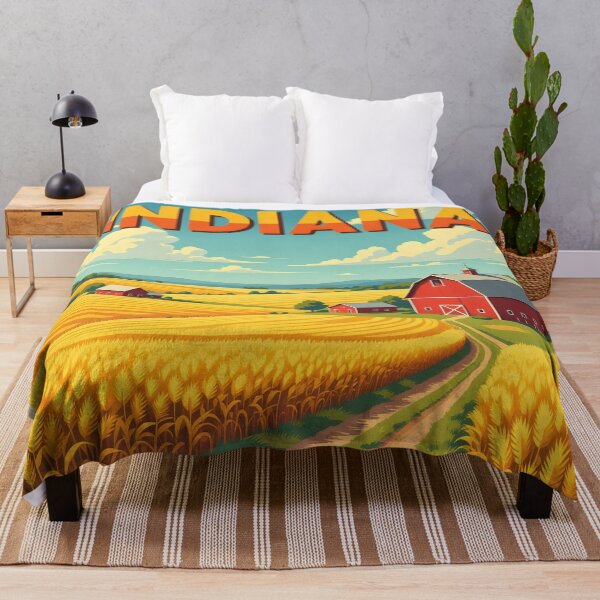 Item preview, Indiana, USA: Vintage-Style Painterly Farmland Travel Poster designed and sold by LSVart.