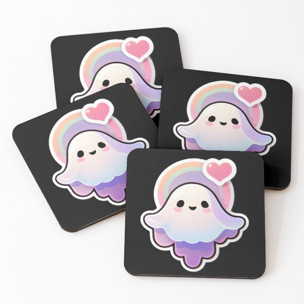 Item preview, Kawaii Pastel Ghost Sticker – Cute Rainbow Ghost with Heart designed and sold by Mad Giggle.