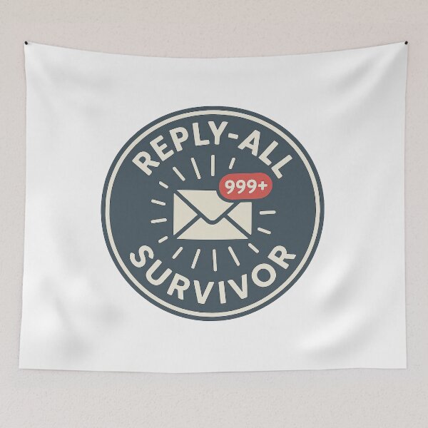 Item preview, Reply-All Survivor – Inbox Chaos Office Badge Sticker designed and sold by BadaBingBear.