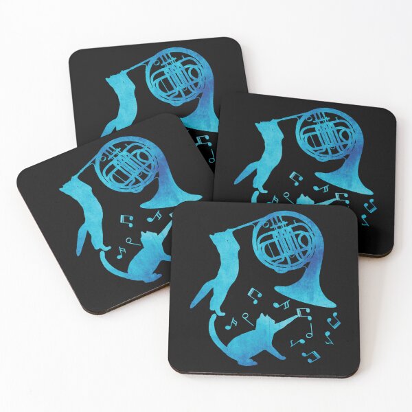 Item preview, Cats Playing French Horn And Music Notes designed and sold by Primroaddesigns.