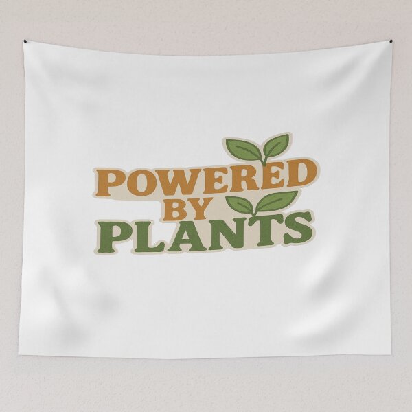 Item preview, POWERED BY PLANTS STICKER – VEGAN VEGETARIAN TYPOGRAPHY designed and sold by Gurjeetpixelart.