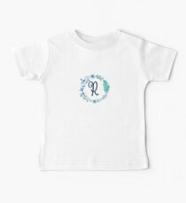 Monogram R Blue Flowers And Folliage Baby Tee