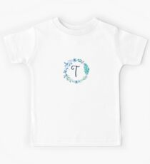 Monogram T Blue Flowers And Folliage Kids Tee