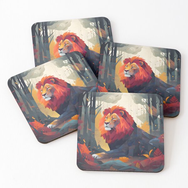 Item preview, PAINTING OF A LION IN THE FOREST designed and sold by infinitearte.