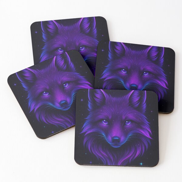 Item preview, Cosmic Purple Fox | Neon Glow Animal Art | Cyber Fantasy Illustration designed and sold by GoldenDreamGallery.