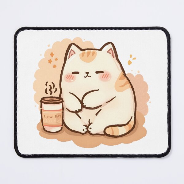 Item preview, Cute Chubby Cat Curled Up Like a Cinnamon Roll in Cozy Café – Pastel Japanese Hand-Drawn Style | Slow Day Friends designed and sold by SlowDayFriends.