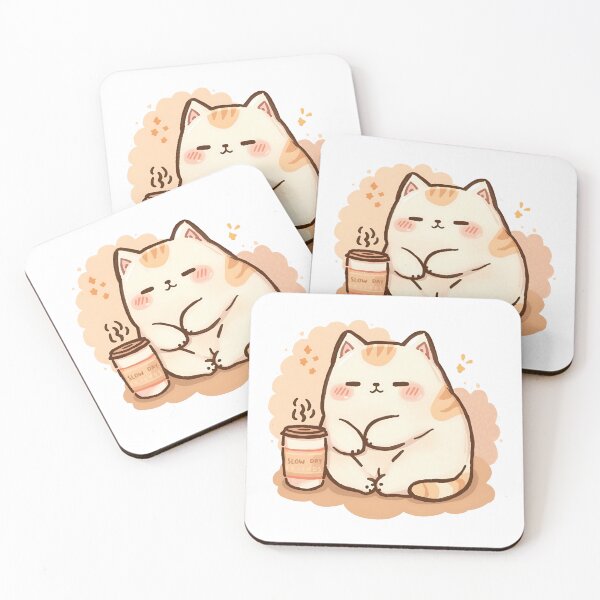 Item preview, Cute Chubby Cat Curled Up Like a Cinnamon Roll in Cozy Café – Pastel Japanese Hand-Drawn Style | Slow Day Friends designed and sold by SlowDayFriends.