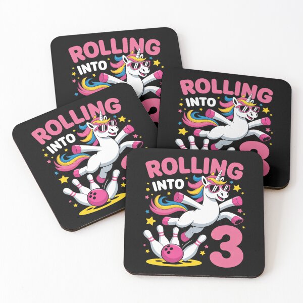 Item preview, Rolling Into 3 3rd Birthday Unicorn Bowling 3 Year Old designed and sold by RsFilsingerArt.
