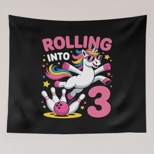 Item preview, Rolling Into 3 3rd Birthday Unicorn Bowling 3 Year Old designed and sold by RsFilsingerArt.