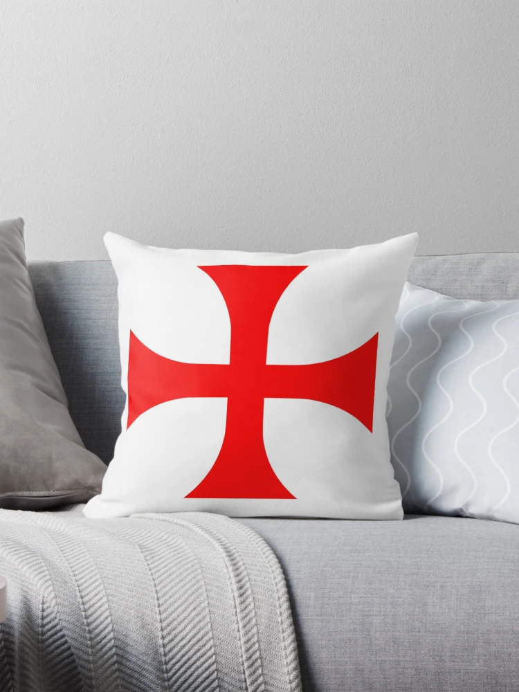 Aperçu 1 sur 4. Coussin avec l'œuvre Croix chrétienne des Templiers Rouges créée et vendue par Abstract65.