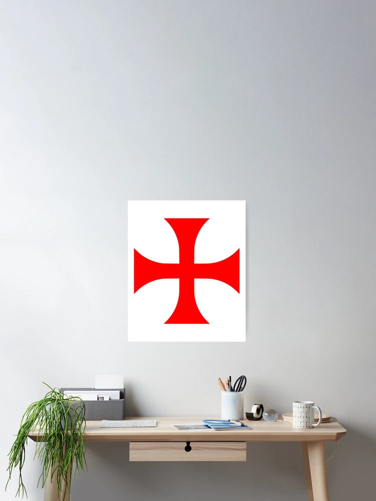 Aperçu 2 sur 3. Poster avec l'œuvre Croix chrétienne des Templiers Rouges créée et vendue par Abstract65.
