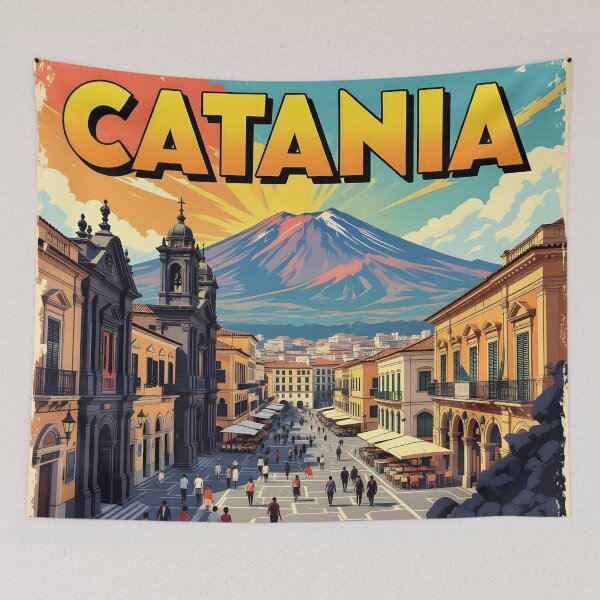 Item preview, Catania, Sicily: Vintage-Style Painterly Travel Poster designed and sold by LSVart.