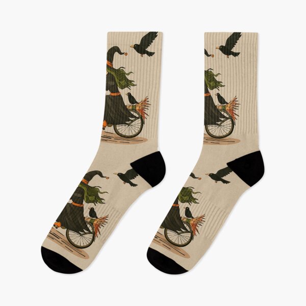 Item preview, Whimsical Witch Riding a Bicycle with Crows designed and sold by Mariia Berezhna.