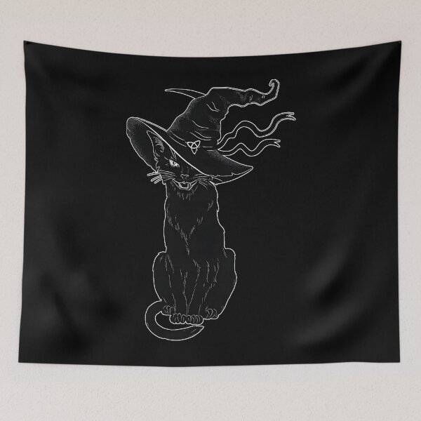 Item preview, Witch Cat In Hat Dark Gothic Familiar designed and sold by RyanKRaitz.