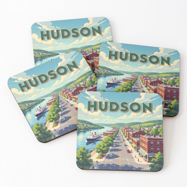 Item preview, Hudson, New York: Vintage-Style Painterly Travel Poster designed and sold by LSVart.