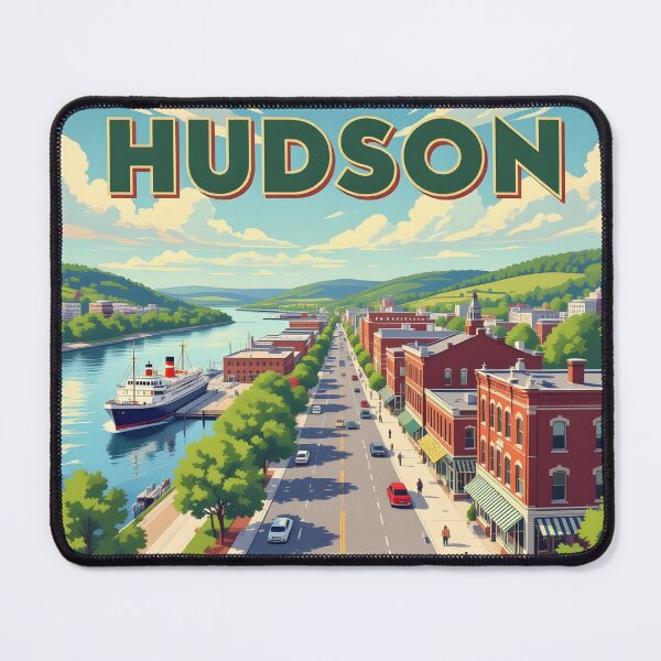 Item preview, Hudson, New York: Vintage-Style Painterly Travel Poster designed and sold by LSVart.