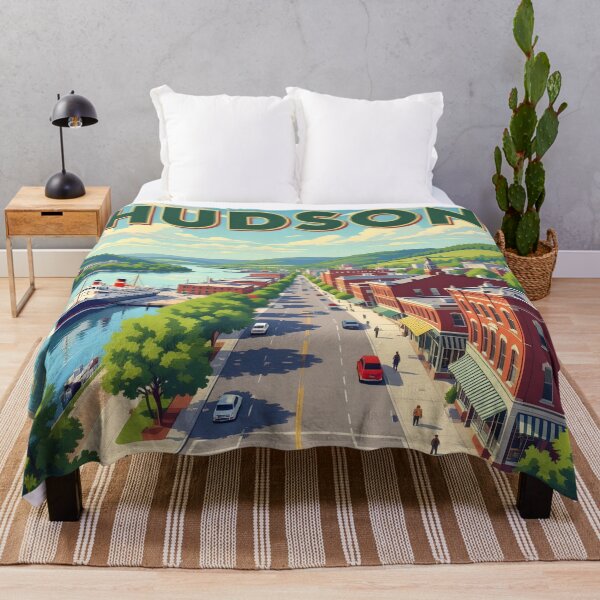 Item preview, Hudson, New York: Vintage-Style Painterly Travel Poster designed and sold by LSVart.